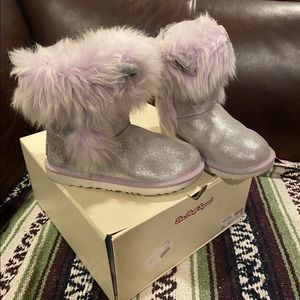 Ugg Maizey Classic II Silver Purple Sparkle Boots | Color: Purple/Silver. Size 4